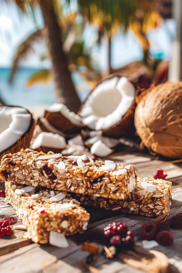 Recette de Barres noix de coco et baies - Barres énergétiques - AI generated