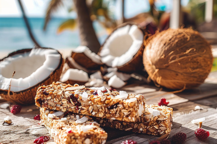 Recette de Barres noix de coco et baies - Barres énergétiques - AI generated