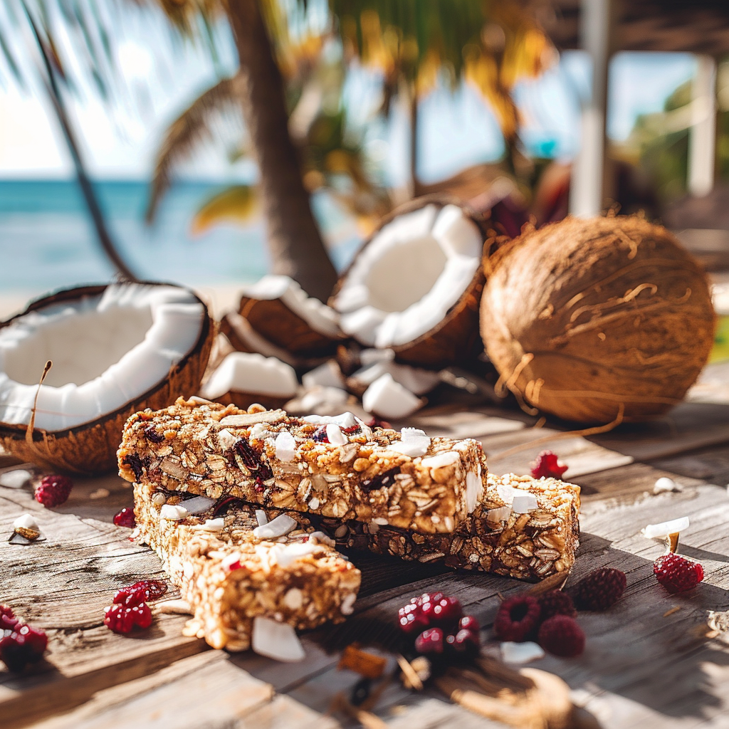 Recette de Barres noix de coco et baies - Barres énergétiques - AI generated