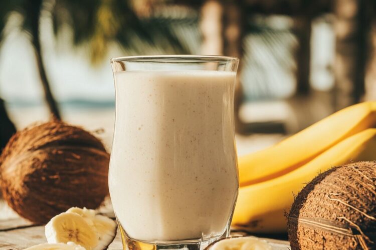 Recette de smoothie noix de coco et banane - AI generated