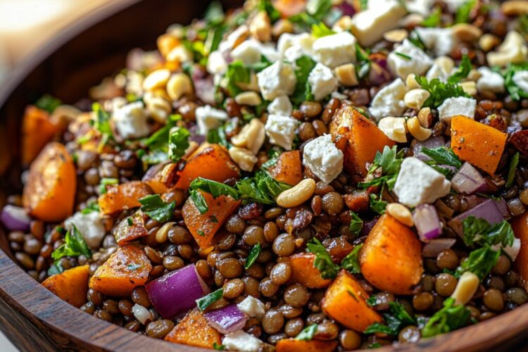 Recette de la Salade Lentilles et Légumes Rôtis - AI generated