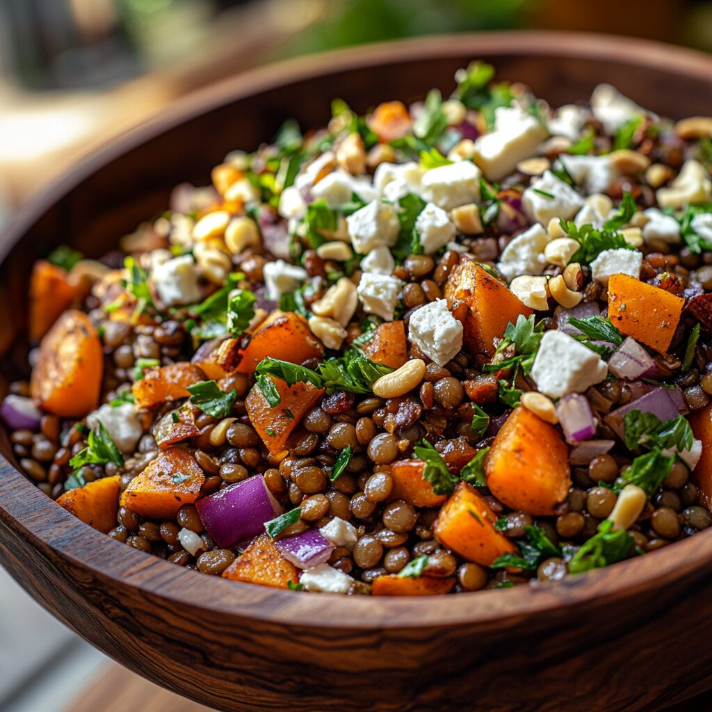 Recette de la Salade Lentilles et Légumes Rôtis - AI generated
