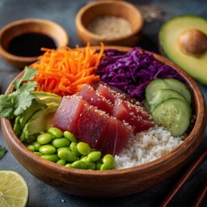 Recette de Poke Bowl au Thon épicé - AI generated